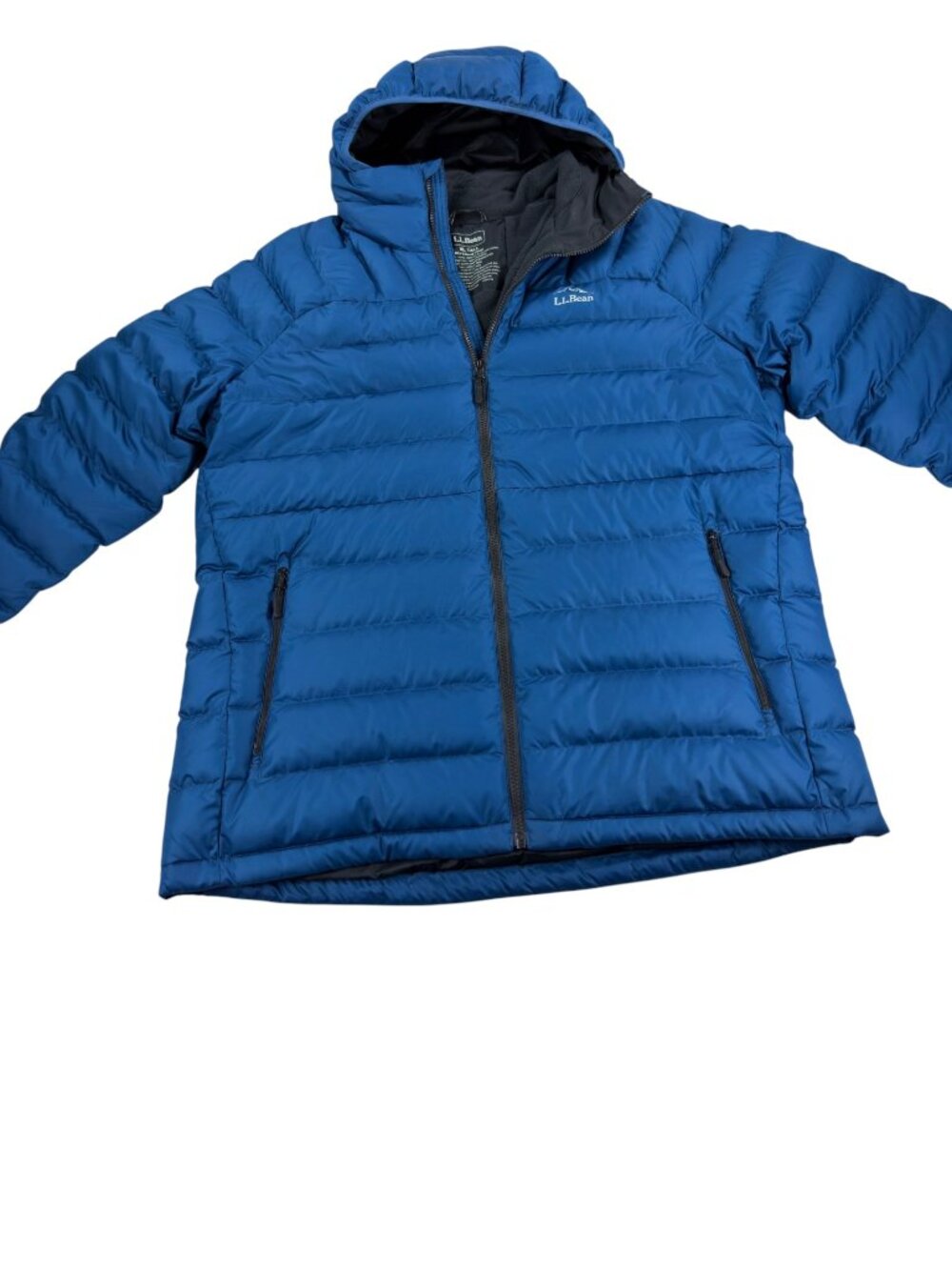 LL Bean 650 Down Puffer Hooded Jacket Mens Size XLT TALL Marine Blue DOWNTEK